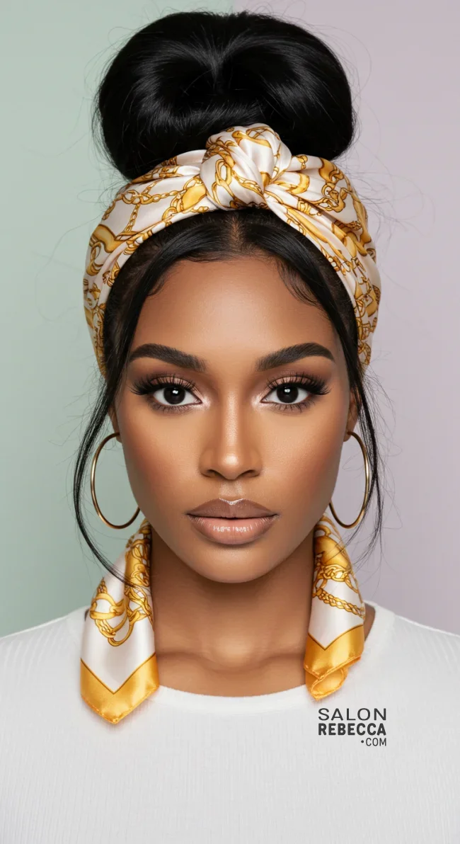 4. High Bun Wrap | Scarf Chic: Elevate Your Style With A Scarf In Your Hair