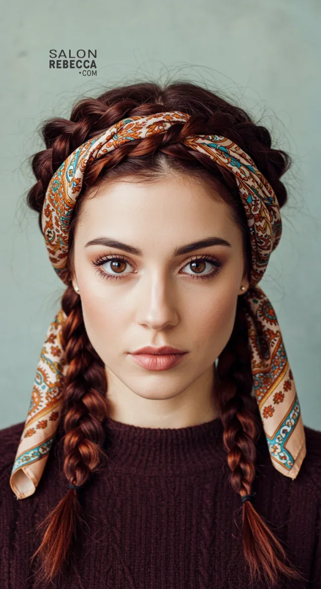 6. Twisted Crown With Scarf | Scarf Chic: Elevate Your Style With A Scarf In Your Hair
