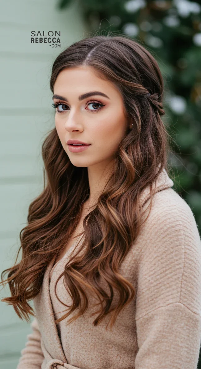 5. Half-Up Twisted Hairstyle | 10 Unique Winter Hairstyles – Best Winter Trends