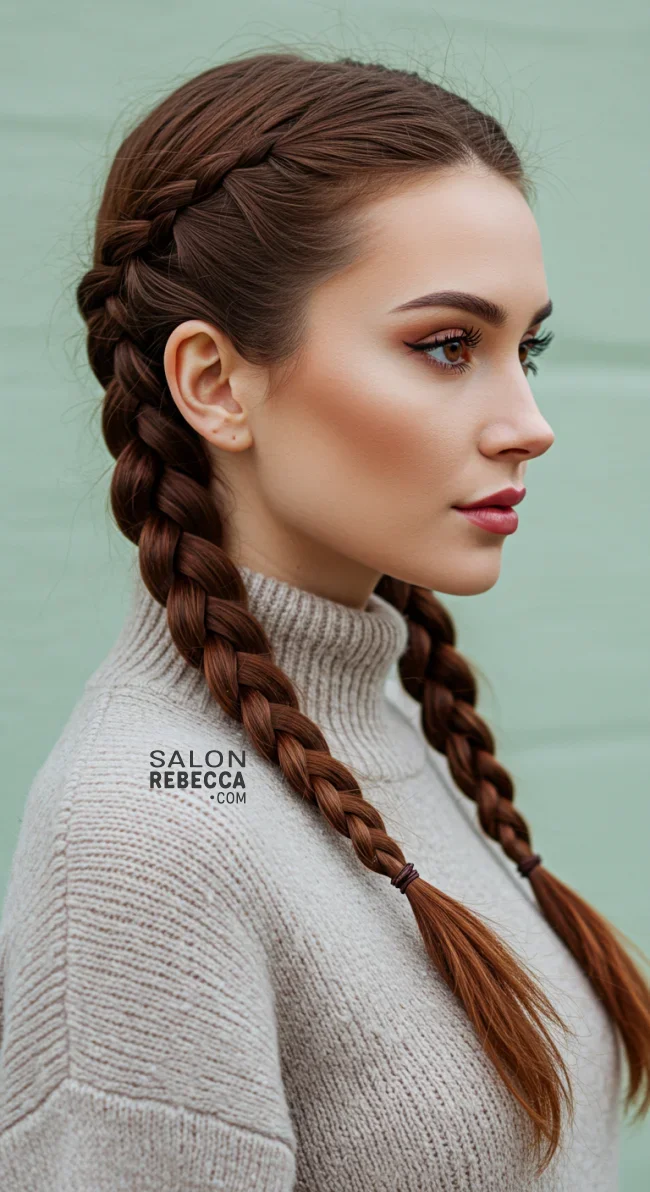 8. Low Braided Pigtails | 10 Unique Winter Hairstyles – Best Winter Trends