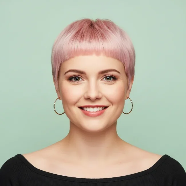 10. Pastel Pink Micro-Fringe Buzz | Bold And Beautiful: Embracing The Trend With A Buzz Cut For Women