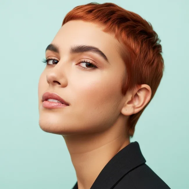 5. Copper Red Textured Crop | Bold And Beautiful: Embracing The Trend With A Buzz Cut For Women