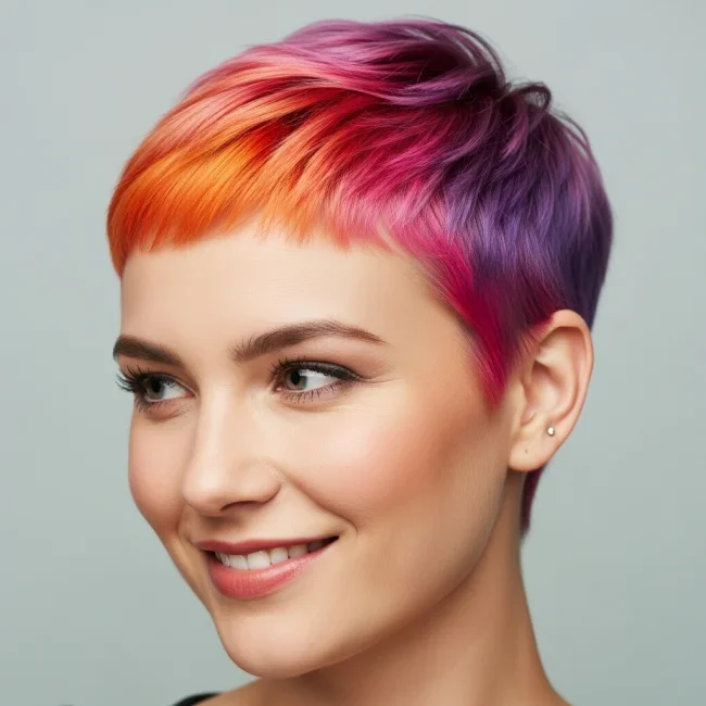 3. Sunset Gradient Ombre Buzz | Bold And Beautiful: Embracing The Trend With A Buzz Cut For Women