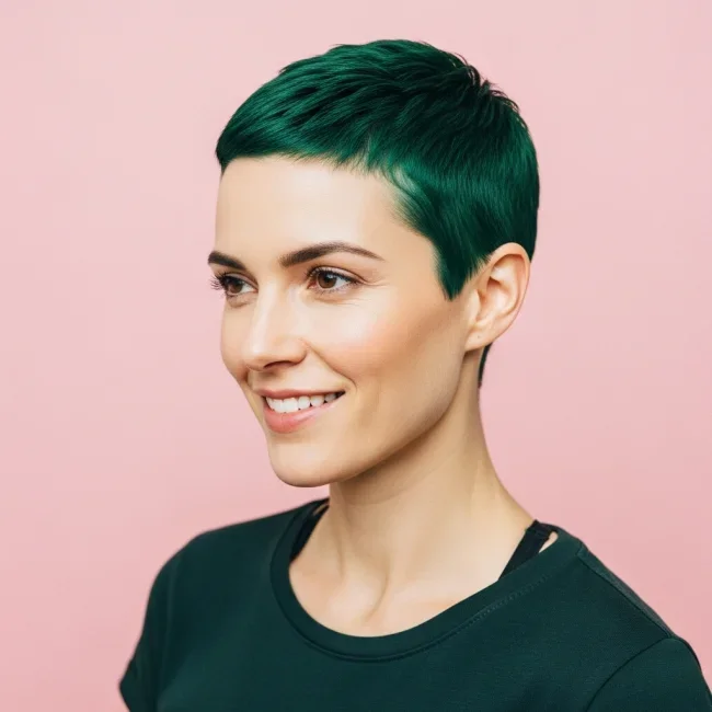 6. Emerald Green Minimalist Fade | Bold And Beautiful: Embracing The Trend With A Buzz Cut For Women