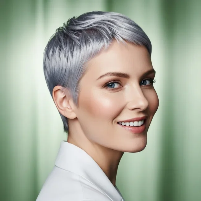 9. Silver Fox Metallic Buzz | Bold And Beautiful: Embracing The Trend With A Buzz Cut For Women