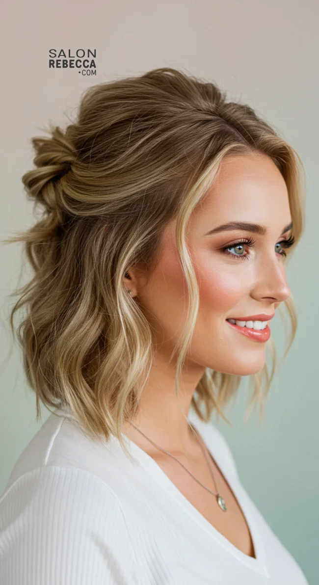 13. Tousled Half-Up Hairstyle | Embrace Effortless Charm With Messy Hairstyles