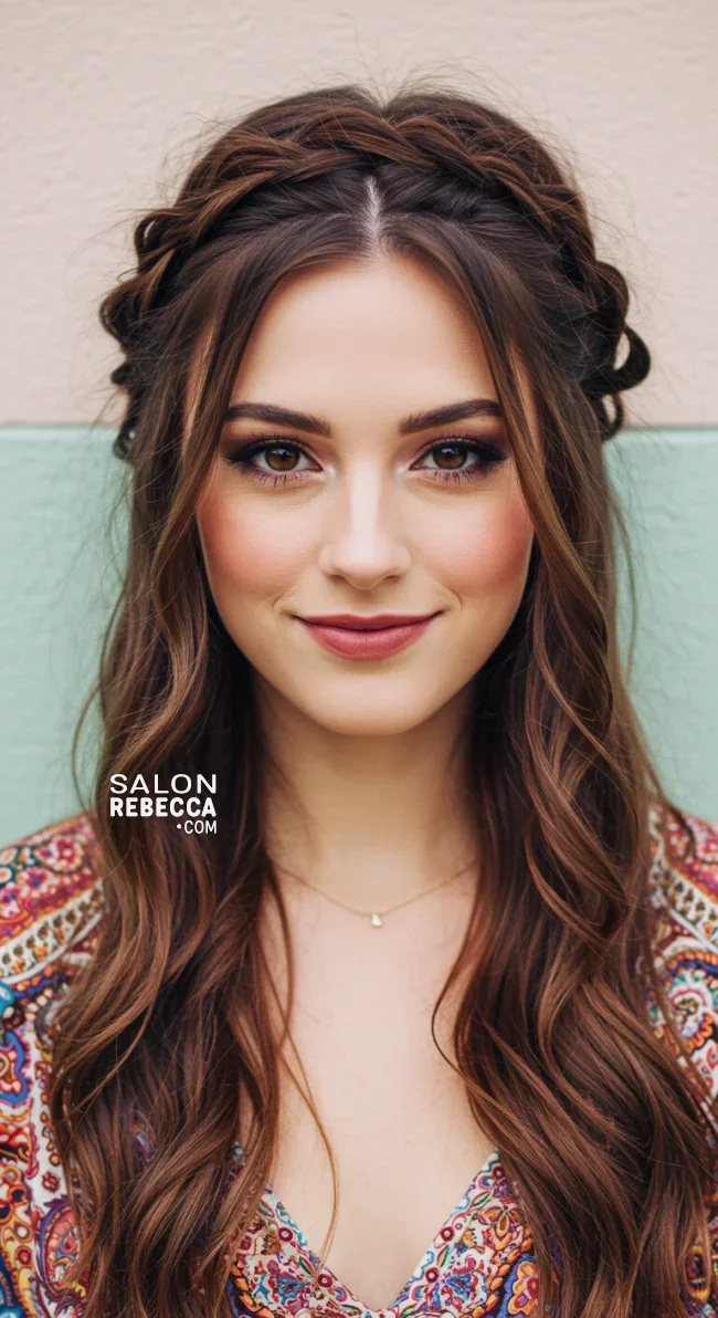 7. Messy Crown Braid | Embrace Effortless Charm With Messy Hairstyles