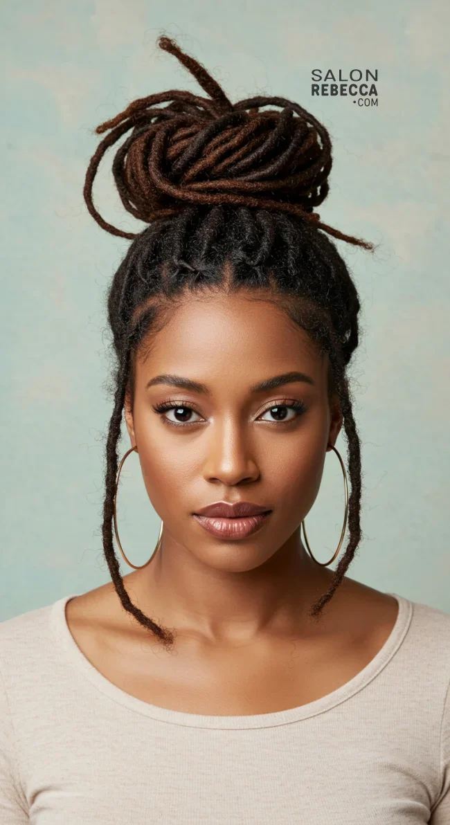 6. Messy Bun Soft Locs | 10 Sweet And Charming Soft Locs Hairstyles
