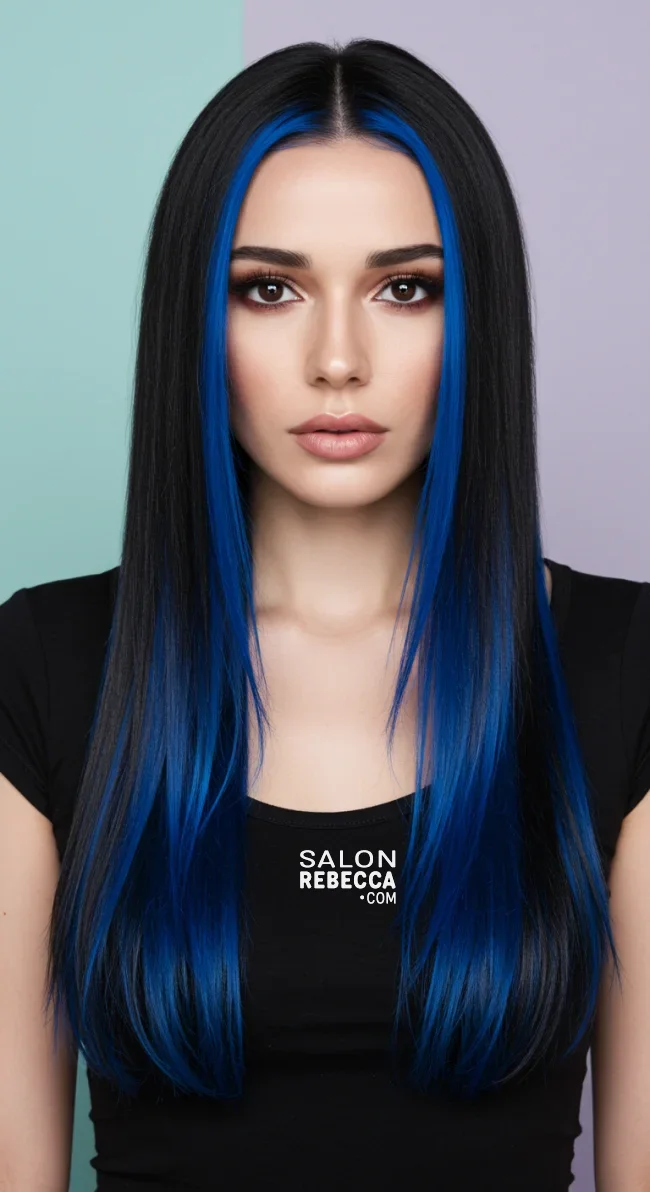 8. Blue Chunky Highlights on Black Hair | Chunky Highlights: Elevate Your Style With Trendy Colors