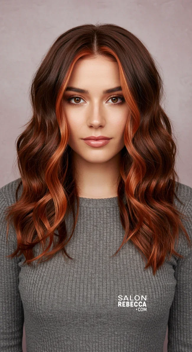 5. Copper Chunky Highlights on Chestnut Hair | Chunky Highlights: Elevate Your Style With Trendy Colors
