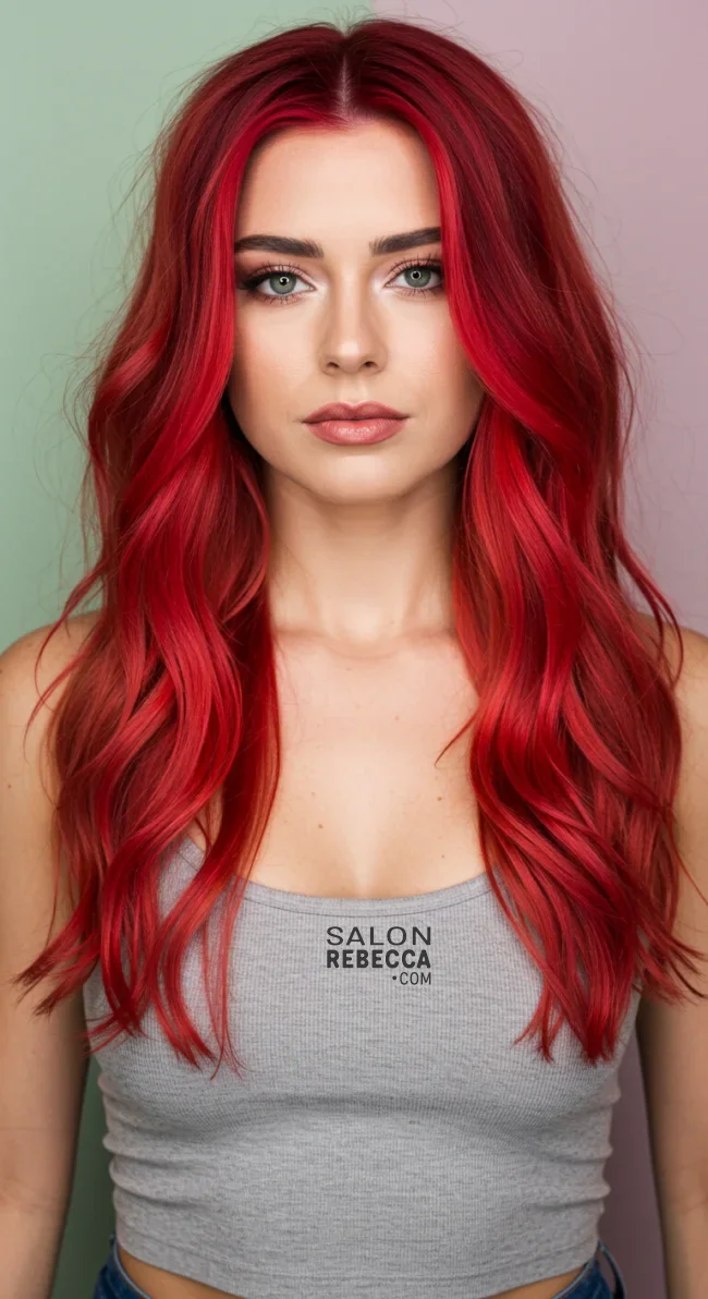 13. Fiery Red Chunky Highlights on Auburn Hair | Chunky Highlights: Elevate Your Style With Trendy Colors