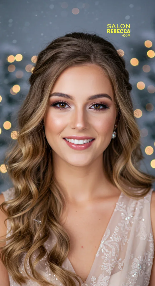 8. Half-Up, Half-Down with Curls | Elegant Winter Hairstyles With Celebrities: Embrace The Season In Style