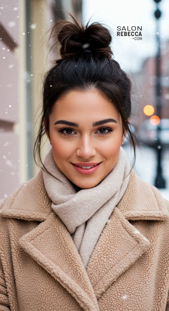 7. Messy Top Knot | Elegant Winter Hairstyles With Celebrities: Embrace The Season In Style