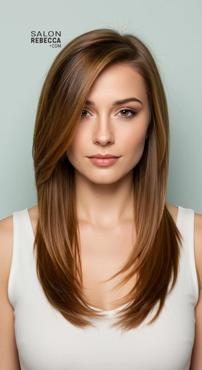 12. Side-Swept Layered Straight Hair | Stunning Hairstyles For Straight Hair - Flawless Elegance