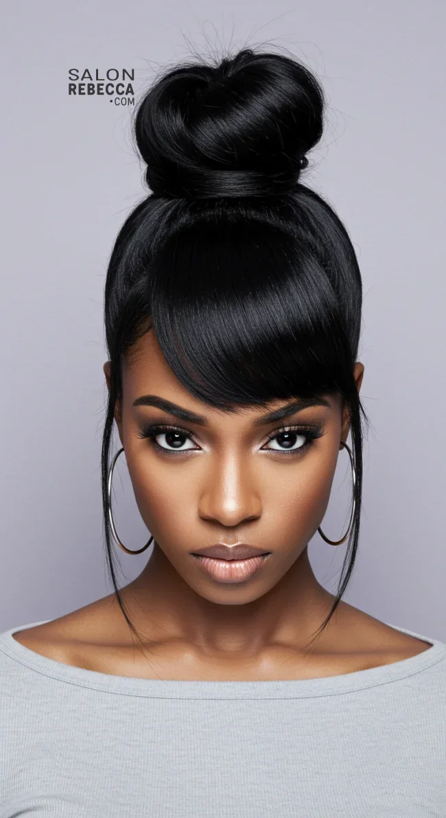 10. High Bun Straight Hair | Stunning Hairstyles For Straight Hair - Flawless Elegance
