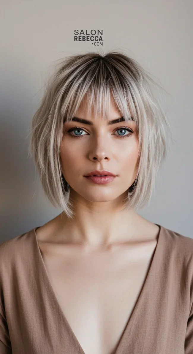 14. Textured Bob with Micro Bangs (For Square Faces) | Haircut Ideas Tailored To Your Face Shape: Top Trending Hairstyles For Women In 2025