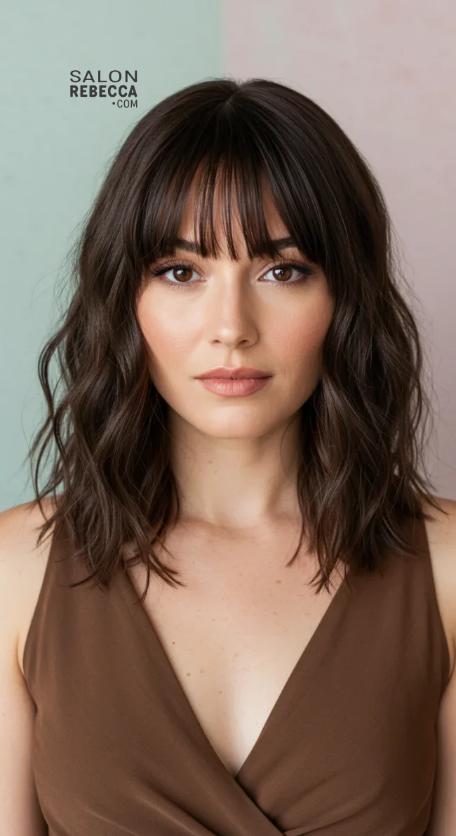 5. Curtain Bangs with Medium-Length Waves (For Oval Faces) | Haircut Ideas Tailored To Your Face Shape: Top Trending Hairstyles For Women In 2025