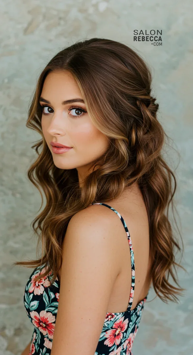 12. Twisted Half-Up Hairstyle with Loose Waves | Hairstyles For Valentine’s Day: Flirty Styles And Romance