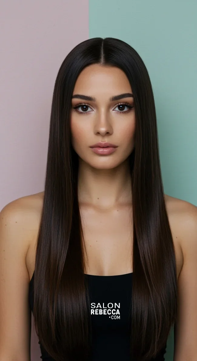 14. Long and Sleek with a Middle Part | Hairstyles For Long Face Shape: A Guide To Flattering And Trendy Looks