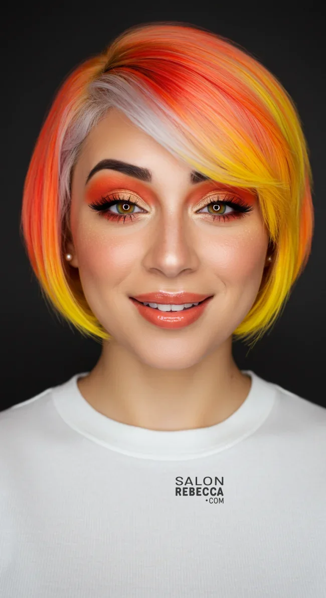 8. Candy Corn Bob | 10 Funky And Crazy Halloween Hairstyles For Short Hair