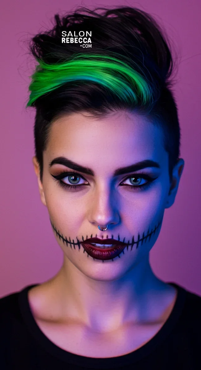 6. Glowing Neon Undercut | 10 Funky And Crazy Halloween Hairstyles For Short Hair