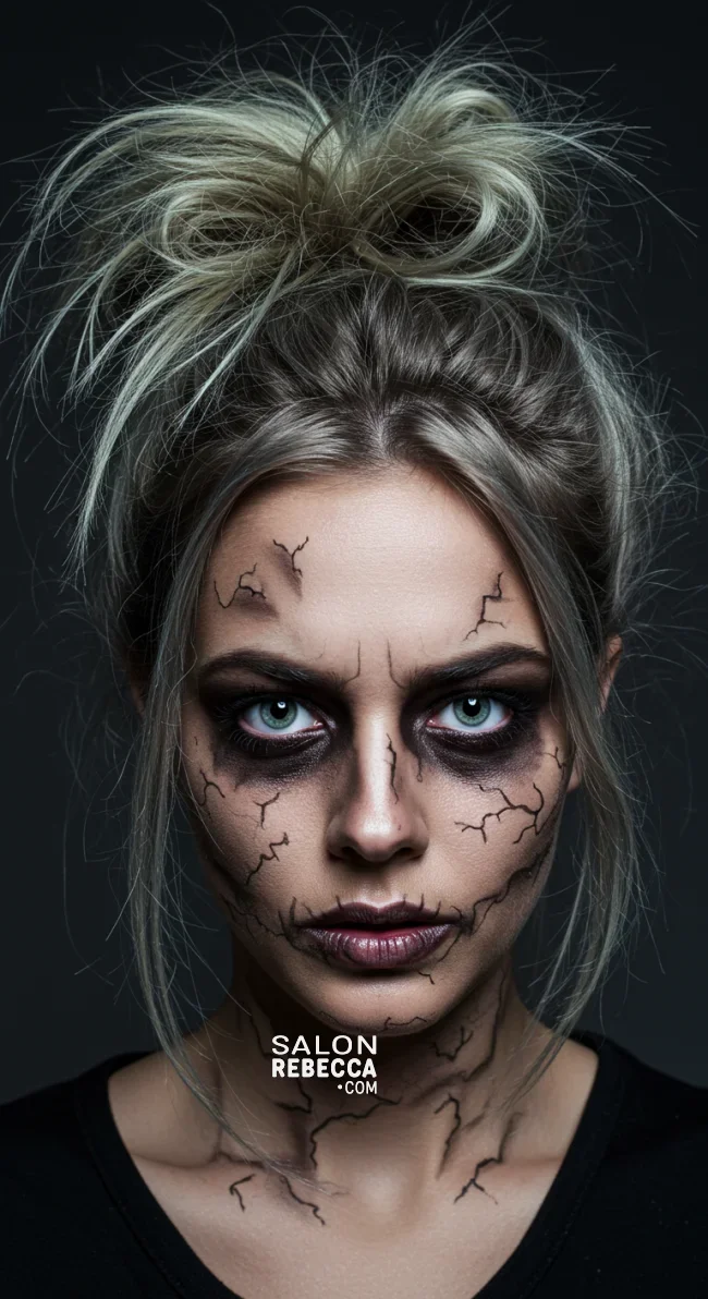9. Zombie Messy Bun | 10 Funky And Crazy Halloween Hairstyles For Short Hair
