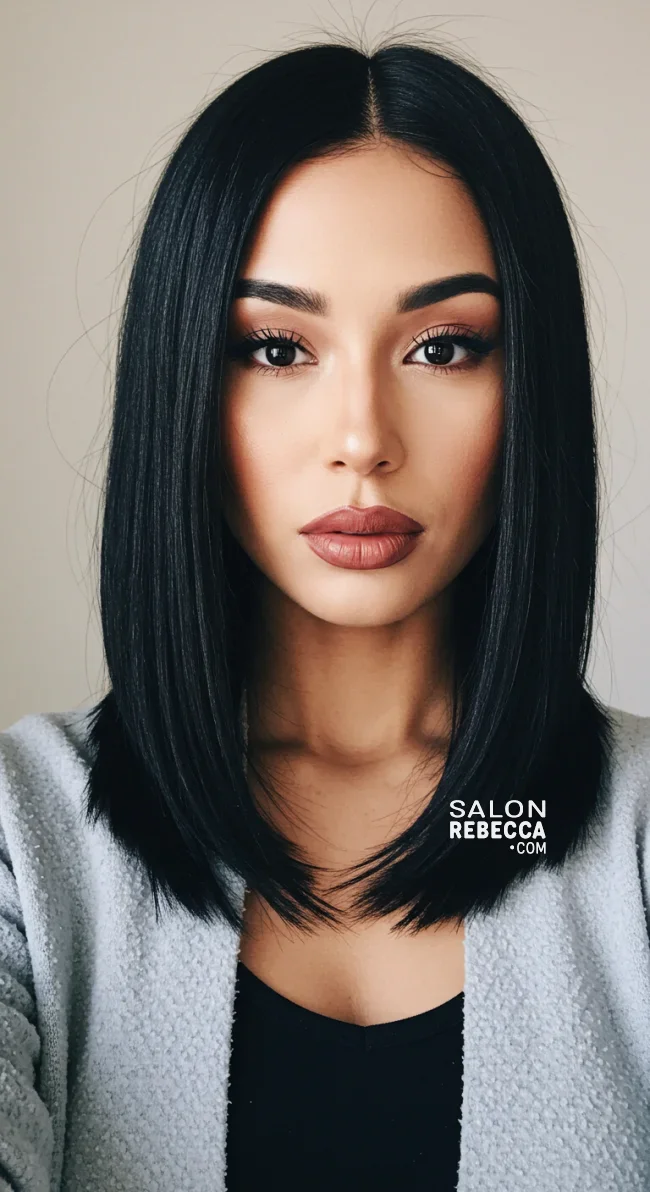 12. Midnight Black with Glossy Finish | 15 Most Important Hair Color Trends For Winter 2025