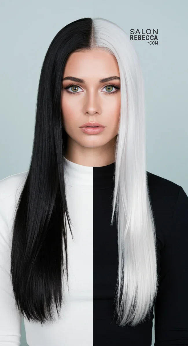 5. Half Black, Half White Hair | Edgy Alternative Hairstyles To Unleash Your Bold Side