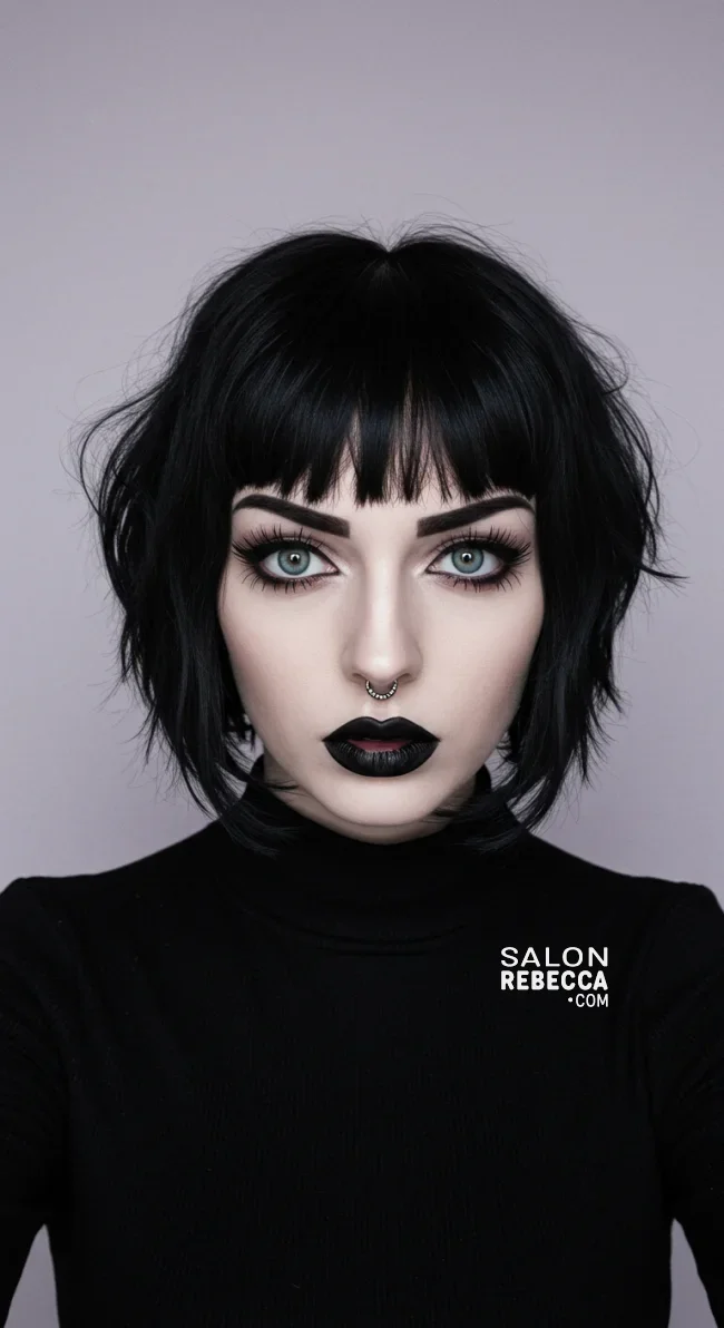 8. Gothic Black Bob with Choppy Layers | Edgy Alternative Hairstyles To Unleash Your Bold Side