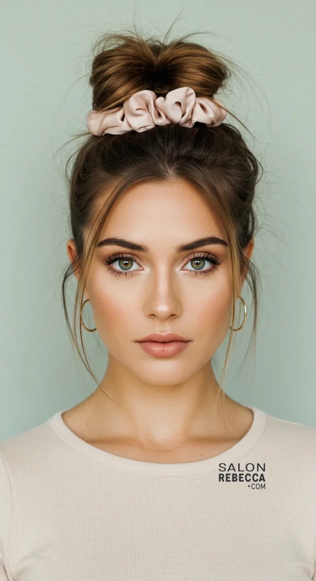 11. Messy Bun with a Scrunchie | How To Tie Up Your Hair Without Damaging It? A Guide To Gentle Hairstyling