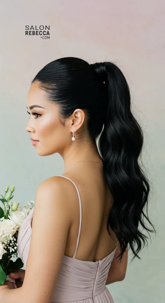4. Textured High Ponytail | Top 8 Bridesmaid Hairstyles For Every Hair Type