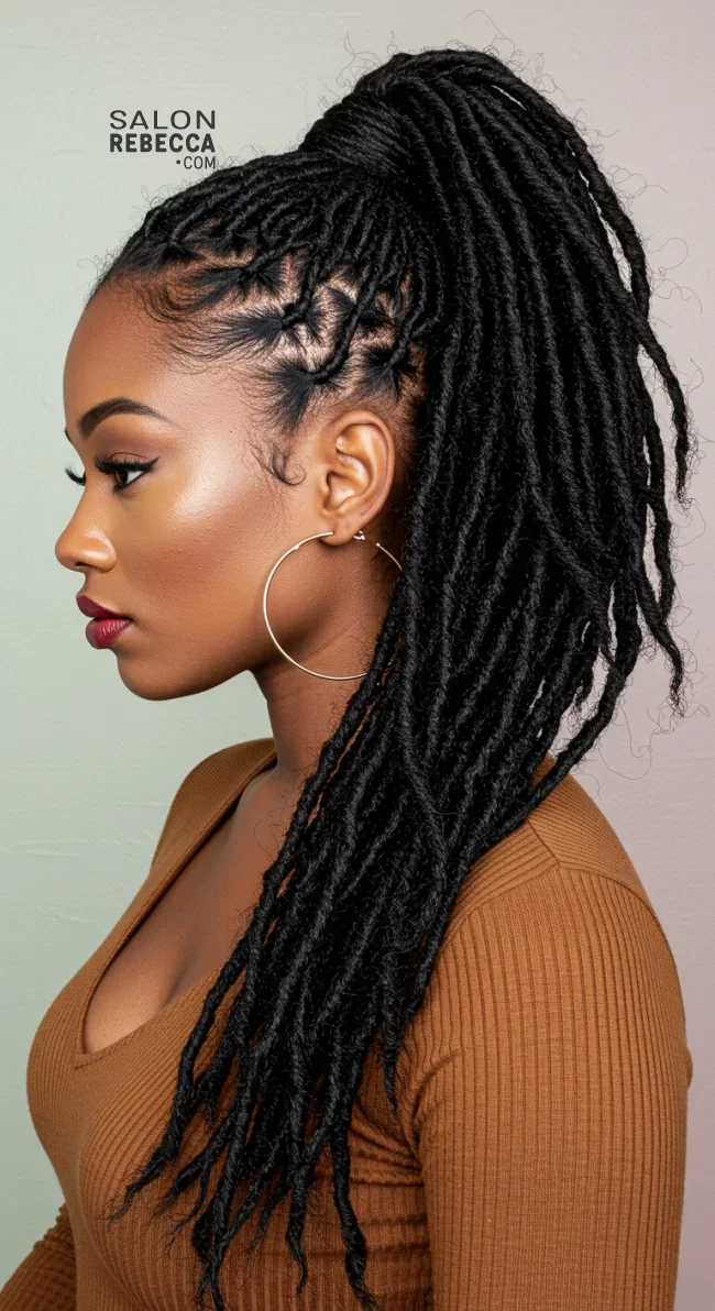 14. Faux Locs Ponytail | Ponytail Styles For Black Women: Trendy And Elegant Looks