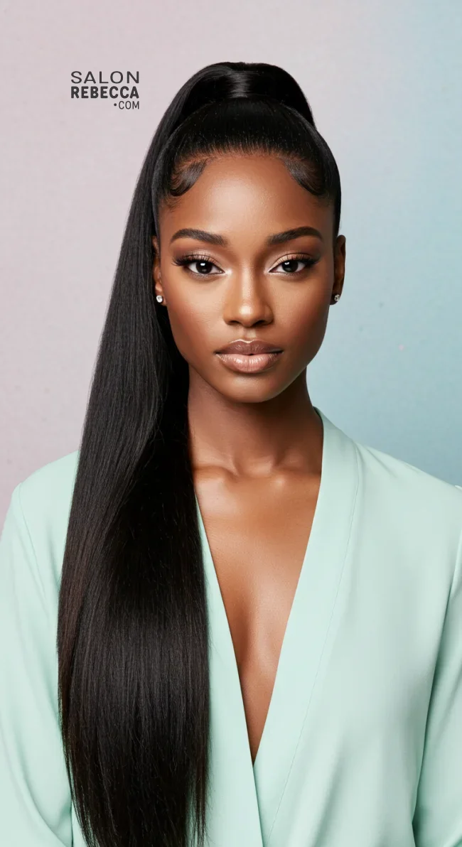 10. Half-Up, Half-Down Ponytail | Ponytail Styles For Black Women: Trendy And Elegant Looks