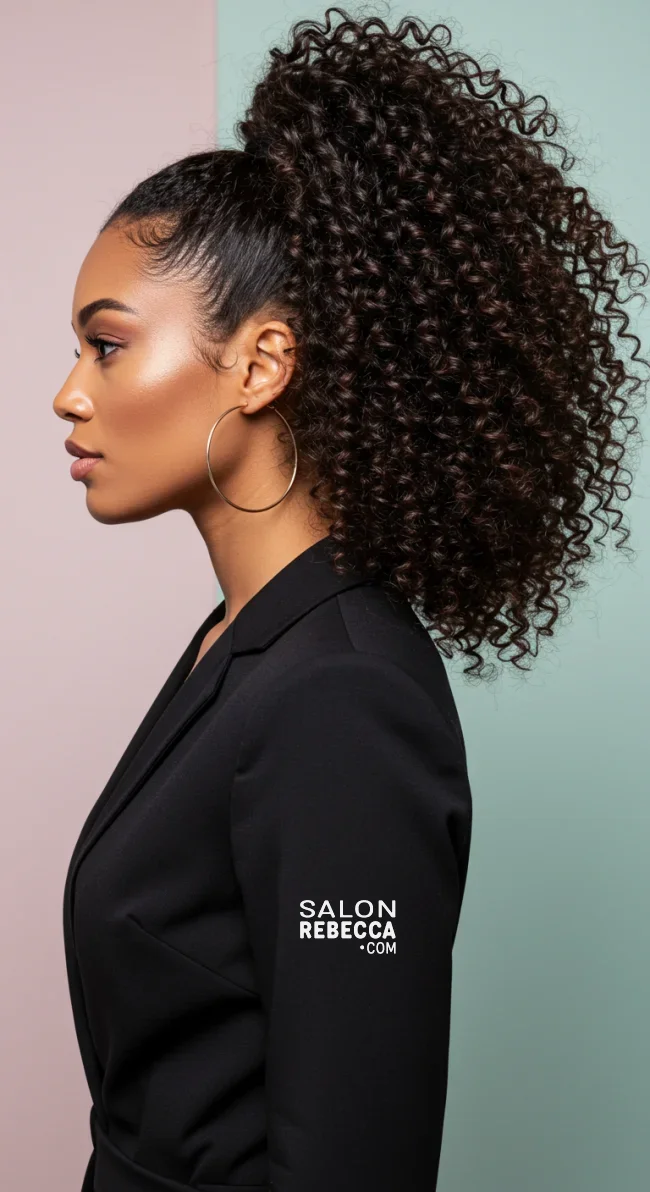 4. Curly High Ponytail | Ponytail Styles For Black Women: Trendy And Elegant Looks