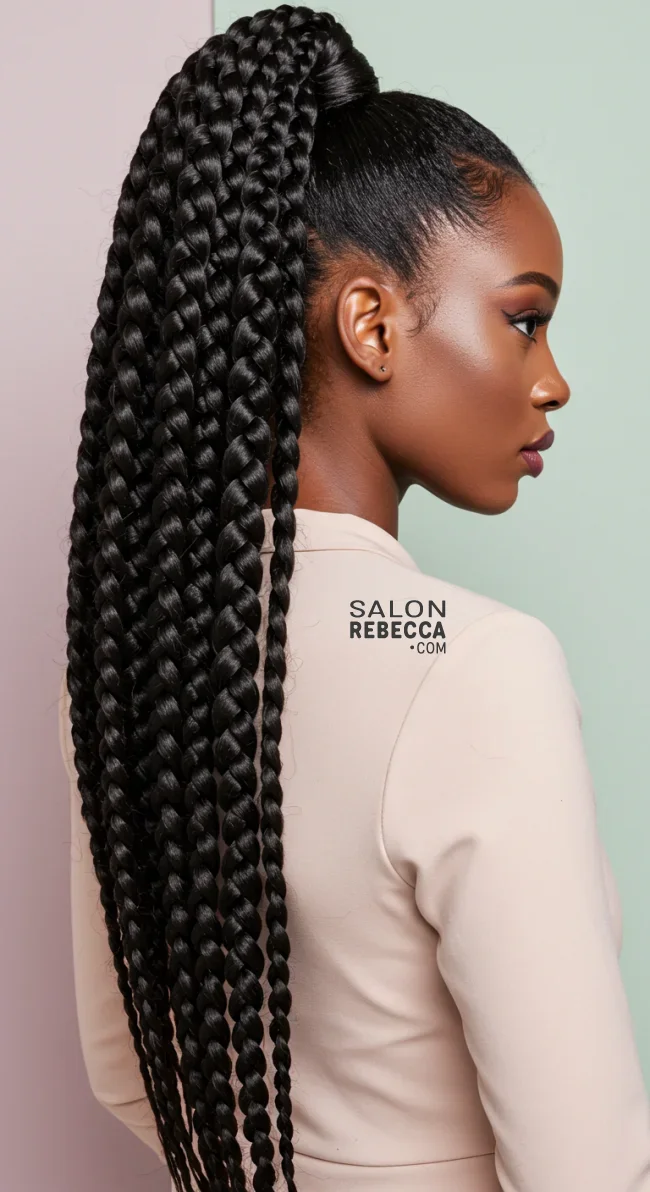 8. Jumbo Braided Ponytail | Ponytail Styles For Black Women: Trendy And Elegant Looks