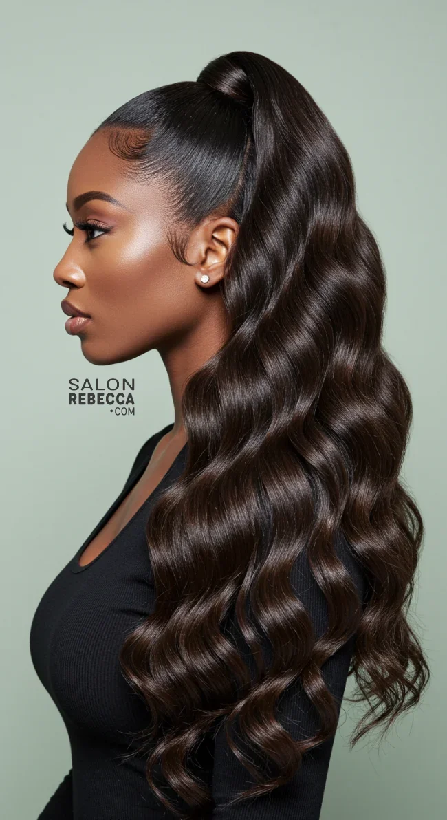 11. Wavy Ponytail | Ponytail Styles For Black Women: Trendy And Elegant Looks