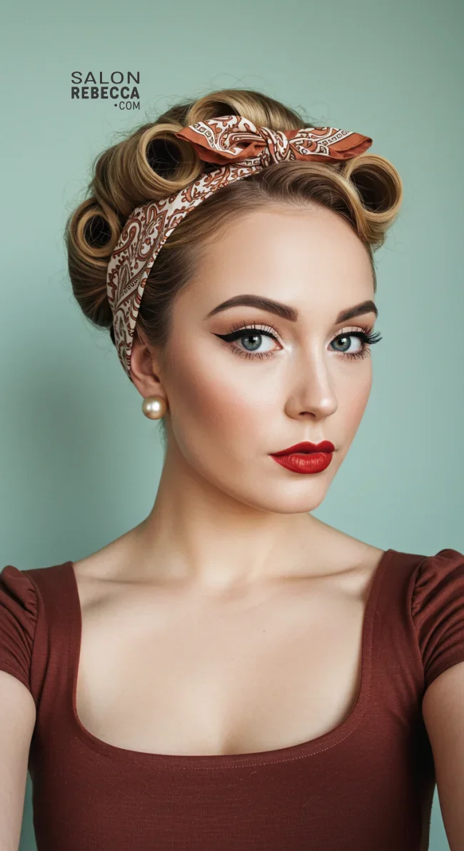 8. Vintage Bandana Updo | Top 8 Fab Bandana Hairstyles To Elevate Your Look