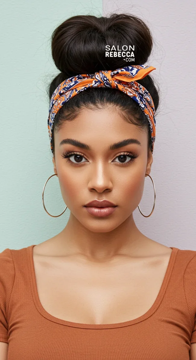 2. Bandana Bun | Top 8 Fab Bandana Hairstyles To Elevate Your Look
