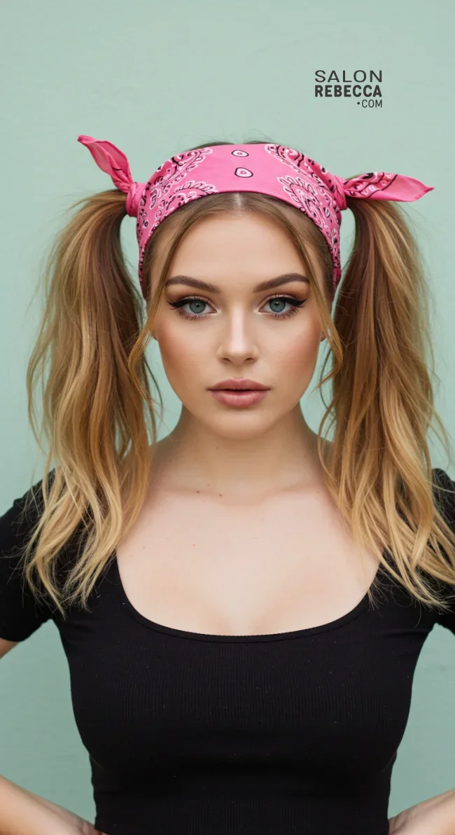 5. Bandana Pigtails | Top 8 Fab Bandana Hairstyles To Elevate Your Look