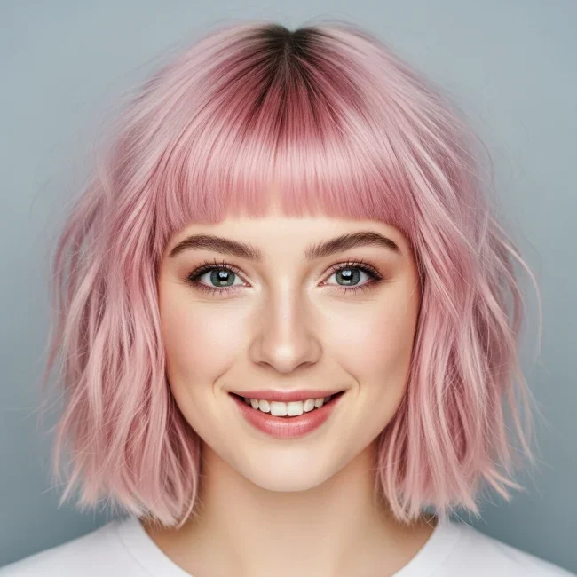 7. Pastel Pink Choppy Bob Shag | 10 Modern Shag Haircuts That Will Rule 2026 (For Every Face Shape)