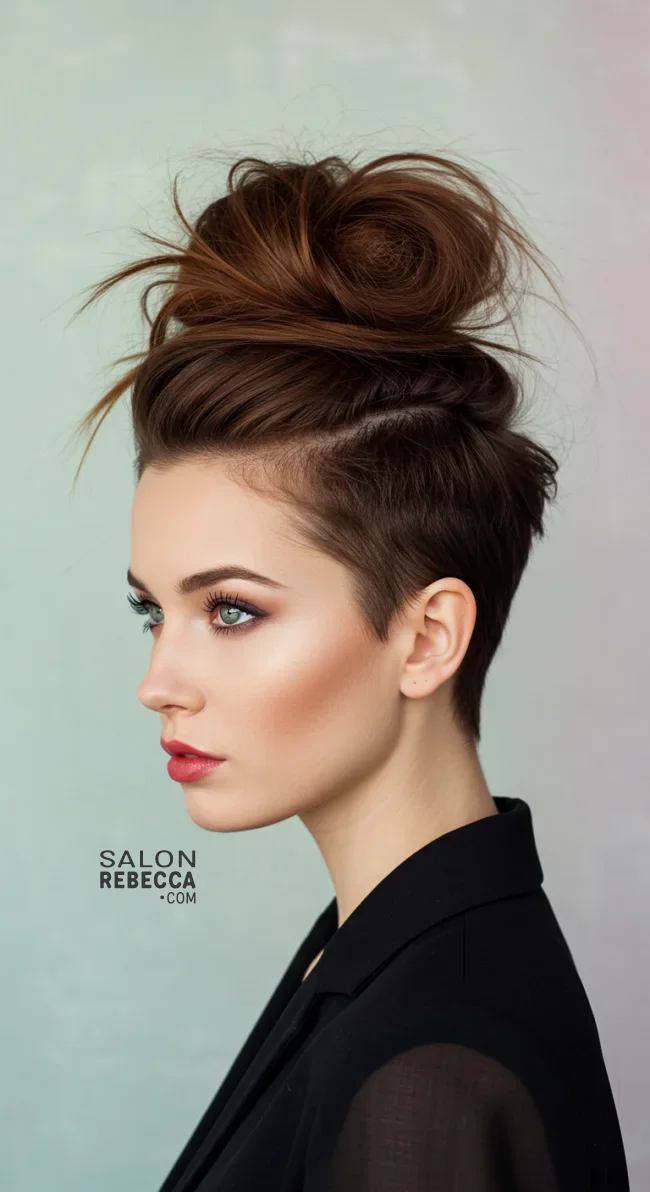 9. Shaved Sides with a Top Knot | 10 Bold Shaved Hairstyles For Women
