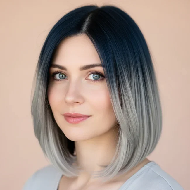 2. Midnight Blue to Silver Fade | 10 Majestic Ombre Winter Hair Colors Not To Miss