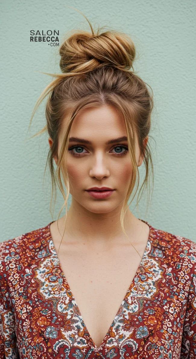 5. Messy Bun with Face-Framing Strands | Spring Hairstyles For Long Hair: Fresh Looks