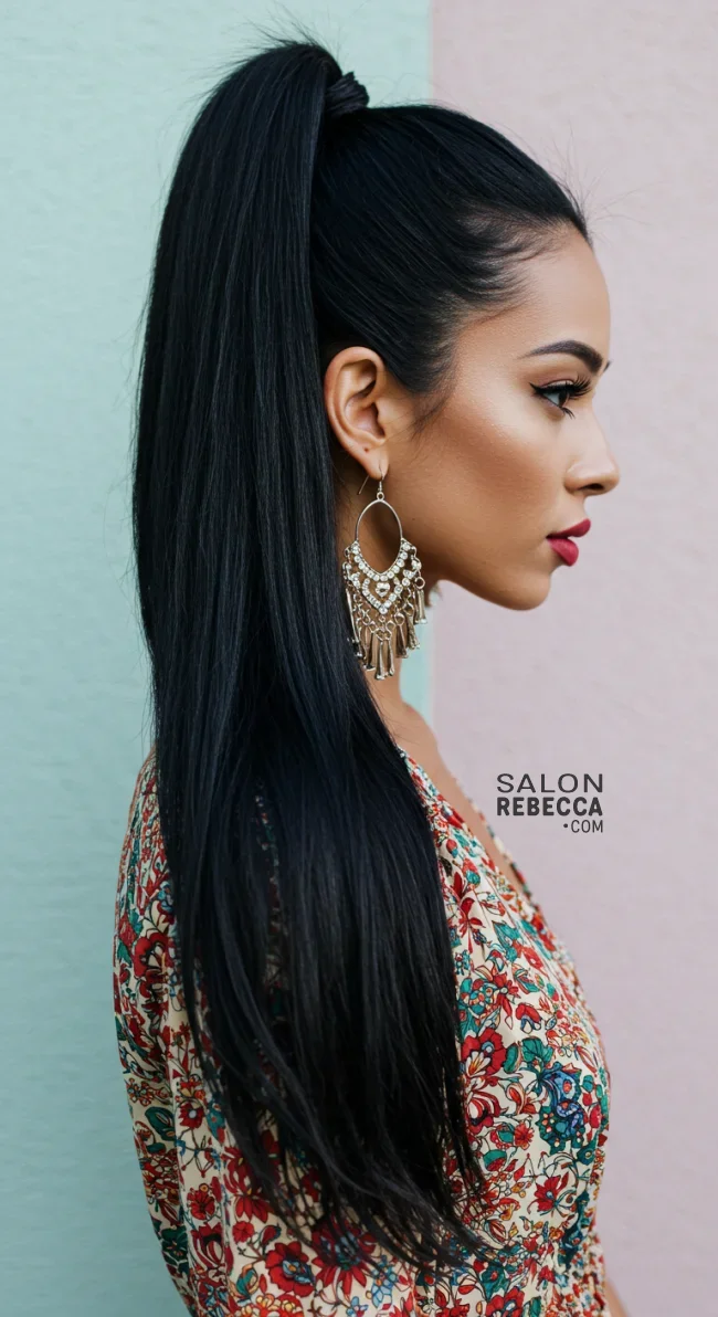 2. High Ponytail with a Twist | Spring Hairstyles For Long Hair: Fresh Looks