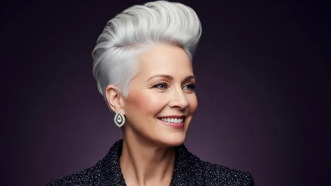 6. Tapered Platinum Faux Hawk | 10 Bold Hairstyles For Women Over 50 With Square Faces
