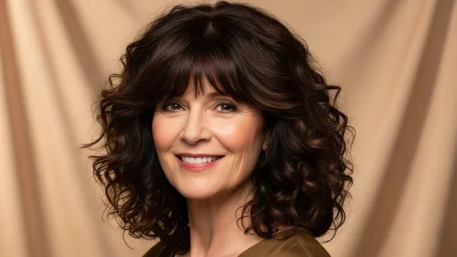 7. Soft Curls with Curtain Bangs | 10 Bold Hairstyles For Women Over 50 With Square Faces