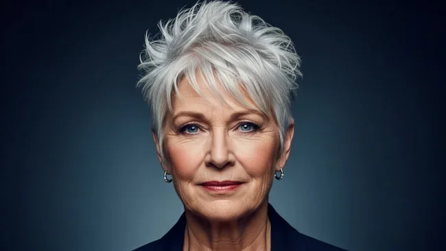 2. Textured Silver Pixie with Undercut | 10 Bold Hairstyles For Women Over 50 With Square Faces