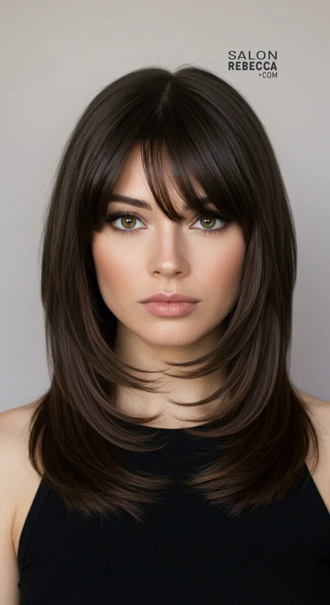 11. Long Layered Curtain Bangs | 15 Layered Haircuts Are Still The Best For Every Hair Length