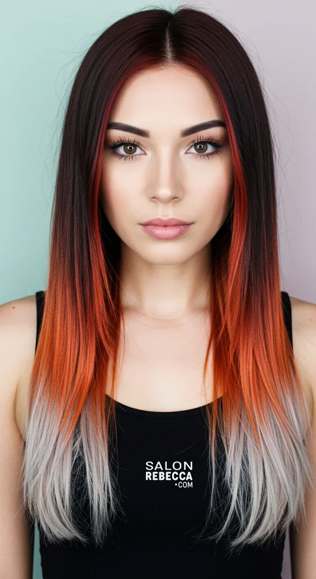 15. Bright Copper Balayage with Platinum Tips | Copper Balayage: All About Copper Balayage And How To Adopt It