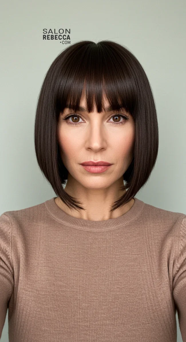 12. Blunt Cut with Bangs | 15 Trendy Hairstyles For Older Women To Spice Up Their Look